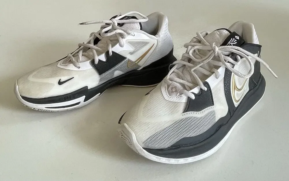 Nike Kyrie Low 5 Basketball Shoes Mens 8 White Black Gold Lace Up DJ6012-101